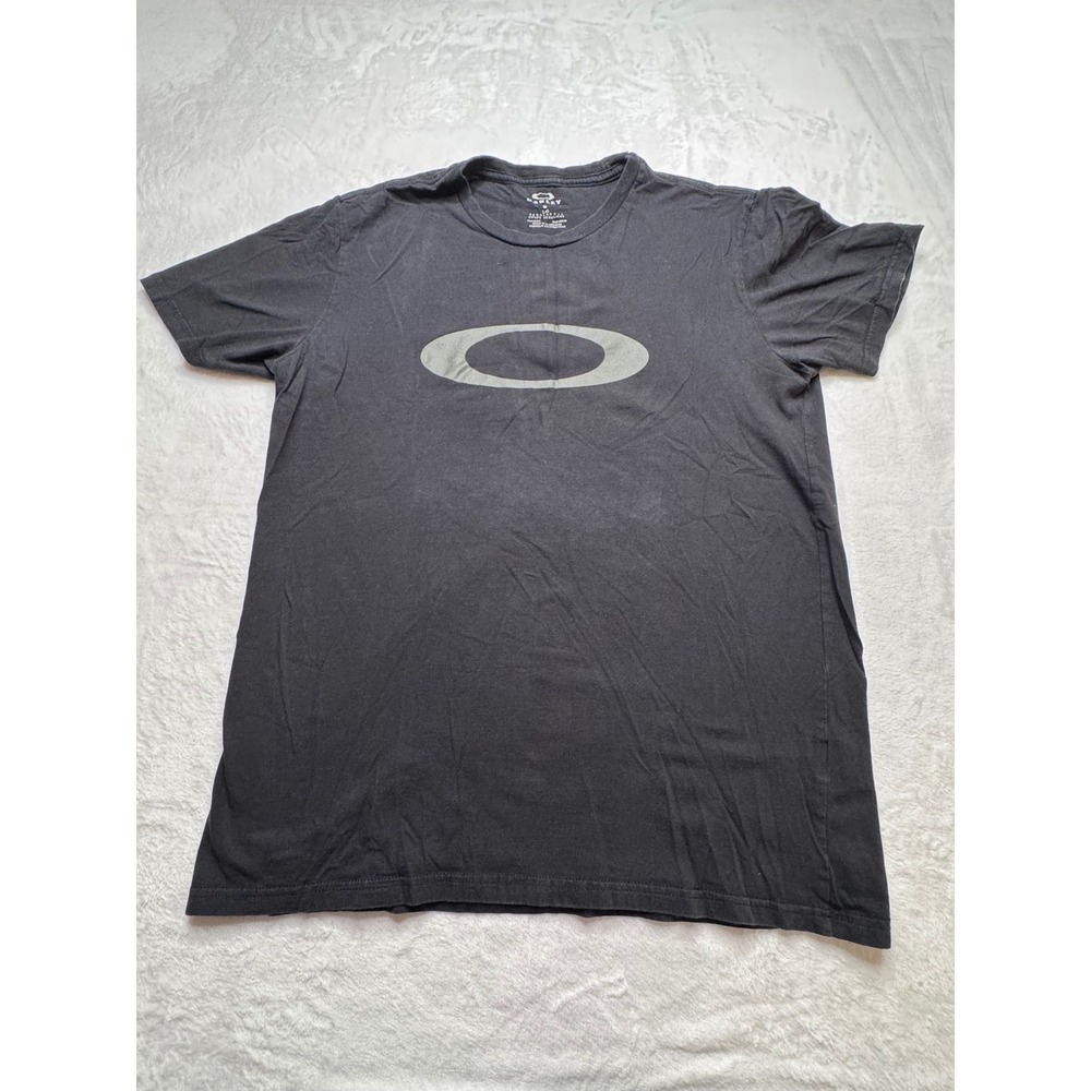 Oakley Mens Large Black Cotton Ellipse Logo Graphic T Shirt Regular Fit Tee
